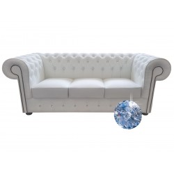 Sofa Chesterfield Prestige 3 z kryształkami skóra