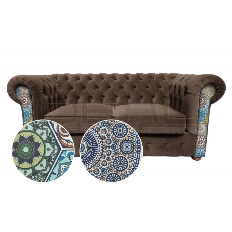 Sofa Chesterfield March z biglem wzór Mandala 2 osobowa