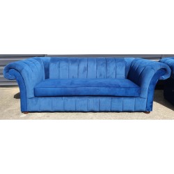 Sofa Art Deco Winchester XL 3 os. materiał niebieski paski  dostępne od ręki