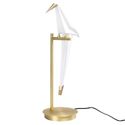 Lampa biurkowa glamour LORO Table ptak złota