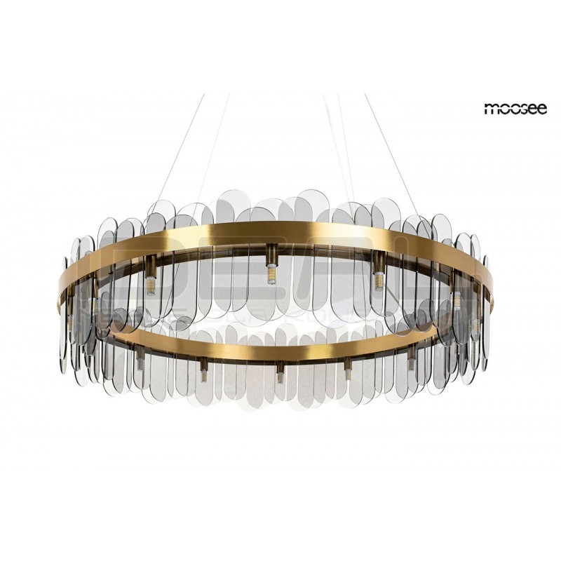 Lampa wisząca glamour NEMO z dymionymi kloszami 90 złota