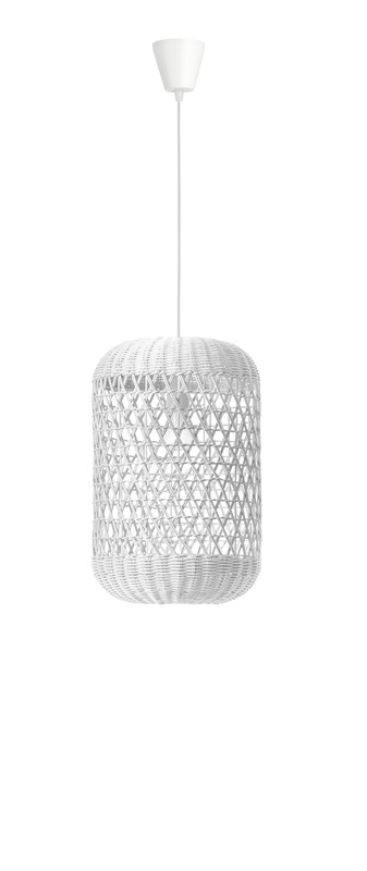 biała lampa rattanowa boho banda cylinder